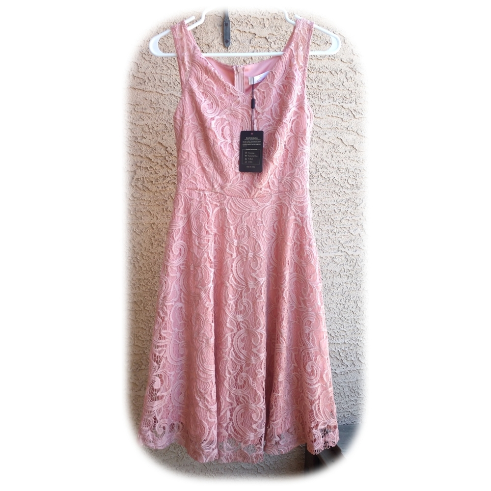 Dressystar Peach Lace Sleeveless Lined Dress